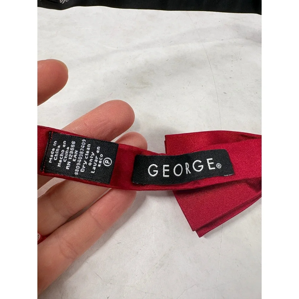 George Mens‎ Burgundy Red 100% Silk Adjustable Pre-Tied Bow Tie Formal Wedding